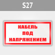 Знак (плакат) «Кабель под напряжением», S27 (металл, 300х150 мм)